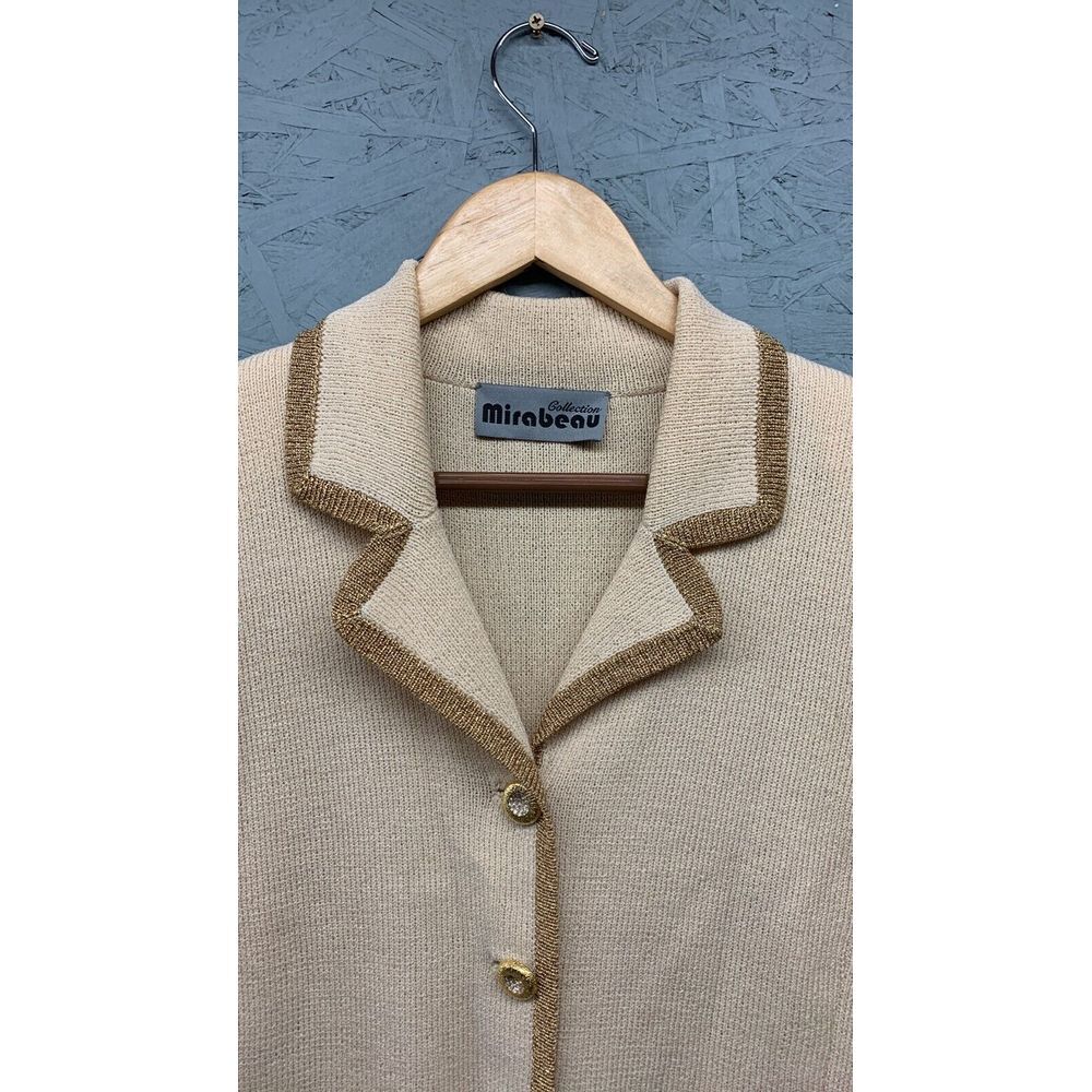 Mirabeau Collection Evening Jacket‎ Women’s 12 Beige Wool Rayon Button USA Chic - Picture 4 of 14